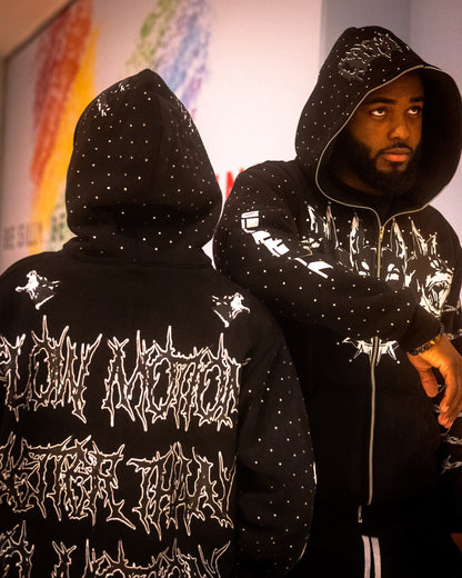 VO8ID-RHINESTONE ZIP UP (BLACK)