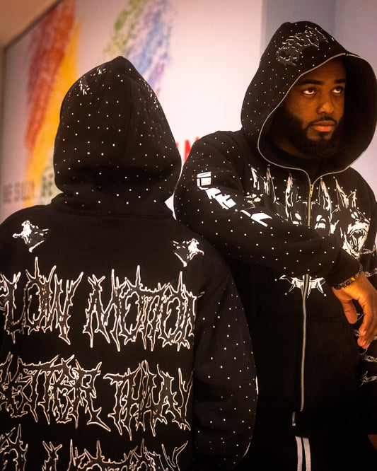 VO8ID-RHINESTONE ZIP UP (BLACK)