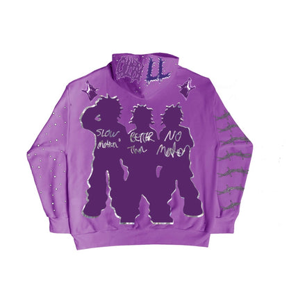 NEBULA PURPLE RHINESTONE ZIP UP