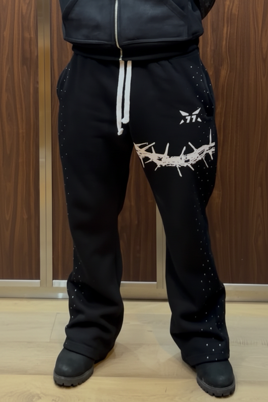 VO8ID-STACKED SWEATS (BLACK)