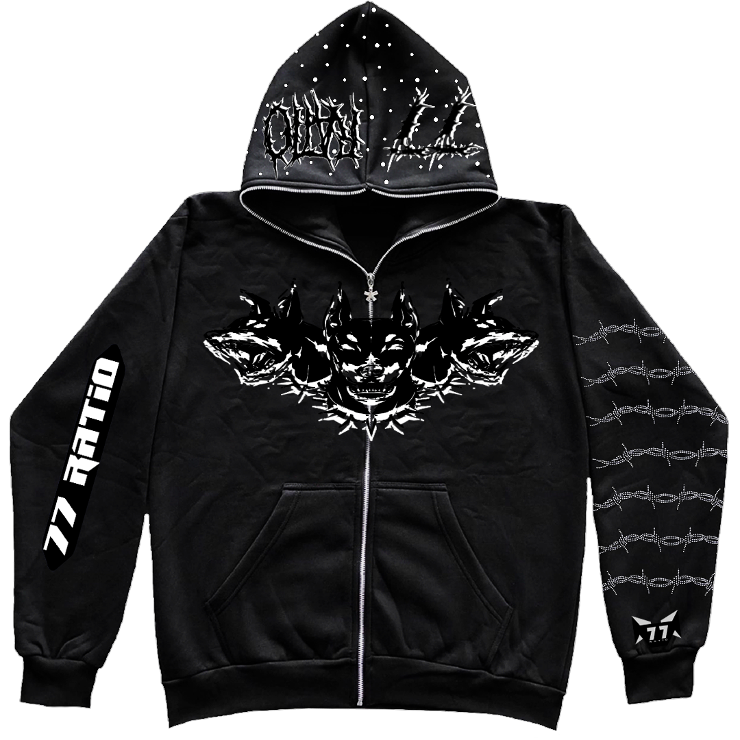 VO8ID BLACK RHINESTONE ZIP UP