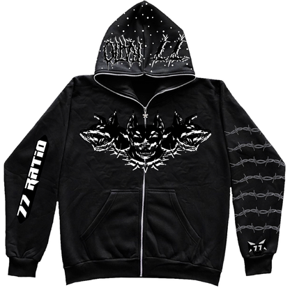 VO8ID BLACK RHINESTONE ZIP UP