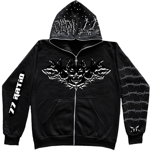 VO8ID BLACK RHINESTONE ZIP UP