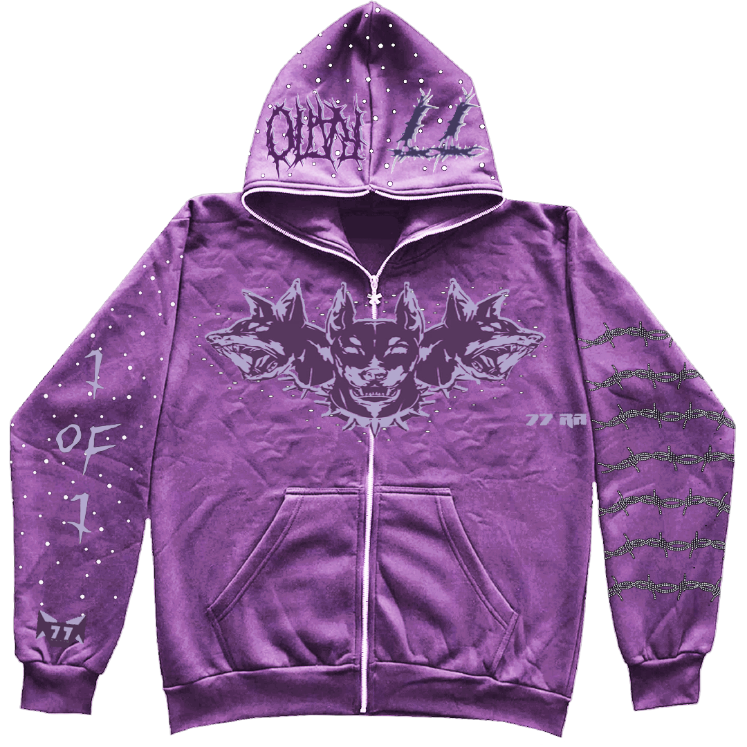NEBULA PURPLE RHINESTONE ZIP UP