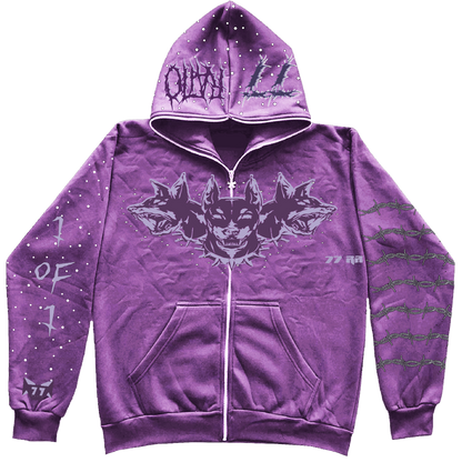 NEBULA PURPLE RHINESTONE ZIP UP