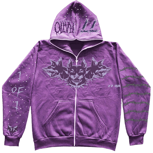 NEBULA PURPLE RHINESTONE ZIP UP